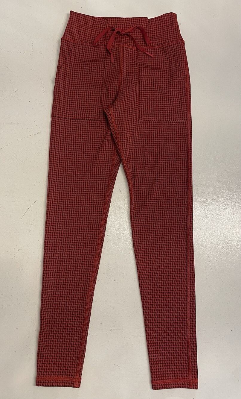 Offline Aerie Women Houndstooth Drawcord Leggings Small Royal Berry Red Hi-Rise
